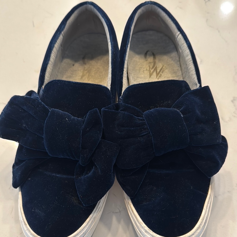 Nine West Blue Velvet Flats with Bow